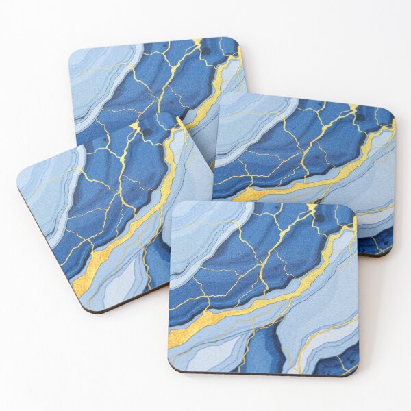 Item preview, Modern Kintsugi Blue and Teal Marble Surface Background designed and sold by The Artfiller.