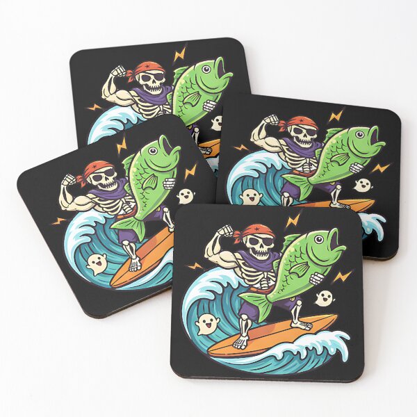 Item preview, Skeleton Surfing Fish Funny Halloween Spooky Adventure Design For Ocean Lovers Anglers And Fall Fans designed and sold by ArtDesignTp.