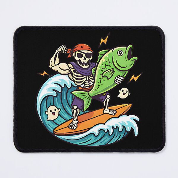 Item preview, Skeleton Surfing Fish Funny Halloween Spooky Adventure Design For Ocean Lovers Anglers And Fall Fans designed and sold by ArtDesignTp.
