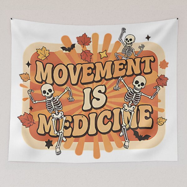 Item preview, Movement Is Medicine Funny Retro Skeleton Fitness Design For Gym Lovers Yoga Fans And Active Souls designed and sold by ArtDesignTp.