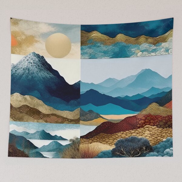 Item preview, Abstract Geometric Mountain Landscapes: Six Panel Art Print designed and sold by LanaGustavsson.