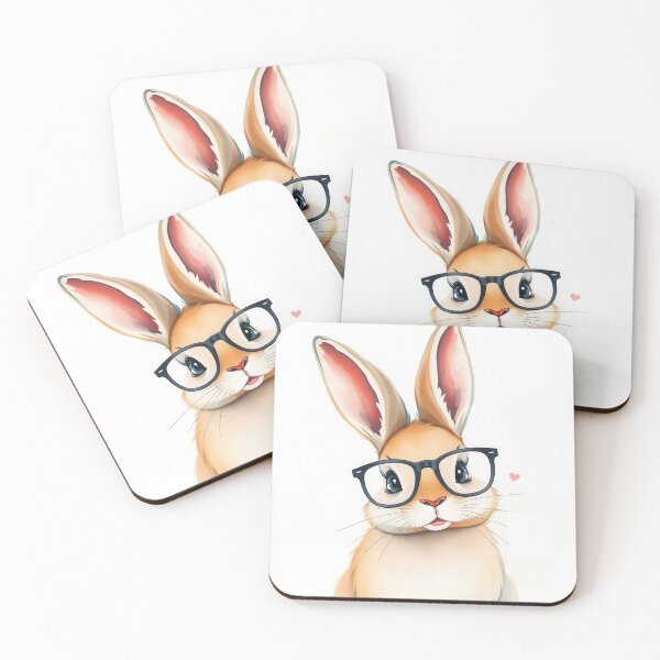 Item preview, Whimsical Glasses-Wearing Bunny Illustration – Cute Cartoon Animal Art designed and sold by The Artfiller.