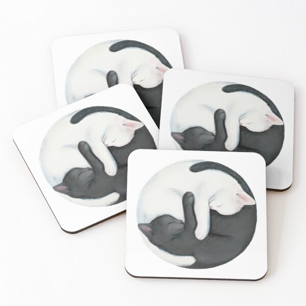 Item preview, Yin Yang Balancing Cats designed and sold by stylecomfy.