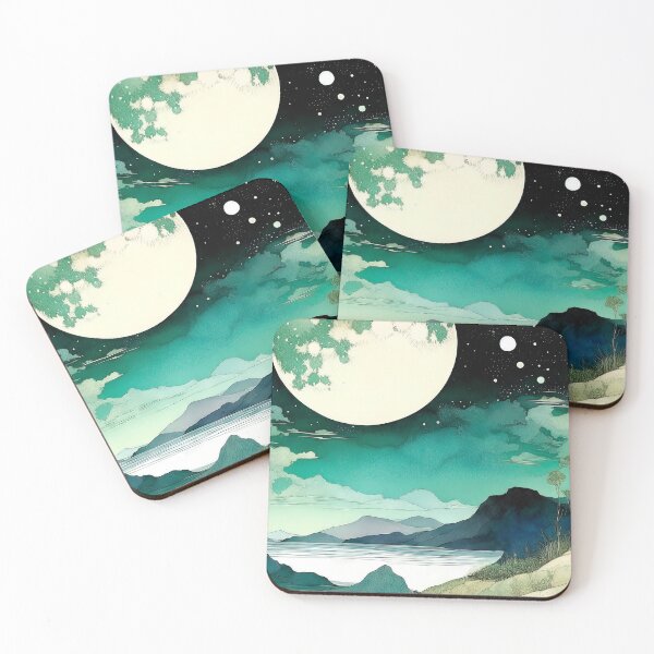 Item preview, Serene Moonlit Autumn Night: Lake & Starry Mountains Digital Painting designed and sold by LanaGustavsson.