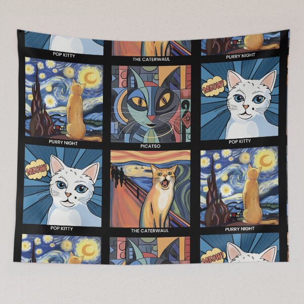 Item preview, Artistic Cats: Aesthetic Bliss for Art History and Cat Lovers (White Text) designed and sold by stylecomfy.