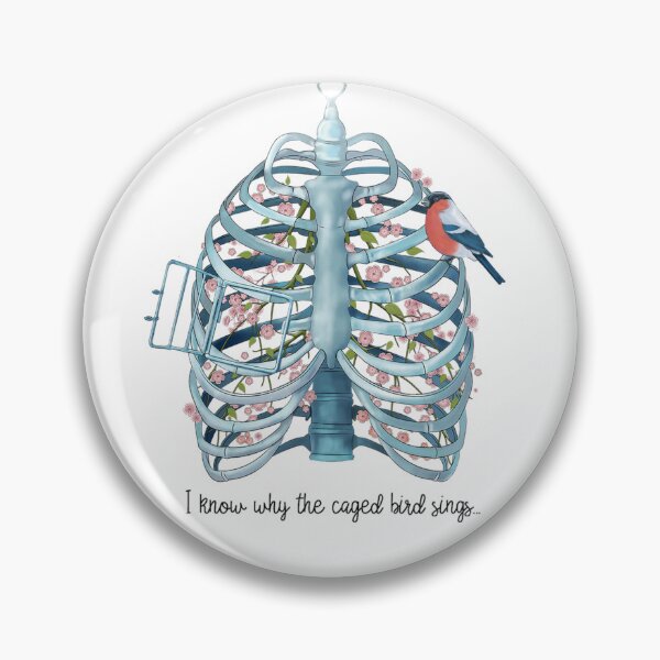 Item preview, I know why the caged bird sings - Rib cage with bird & flowers designed and sold by stylecomfy.