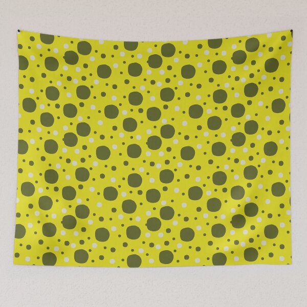 Item preview, Unequal Dots - Light Grey, Lemon Yellow and Dusty Green designed and sold by SmilingAnny.