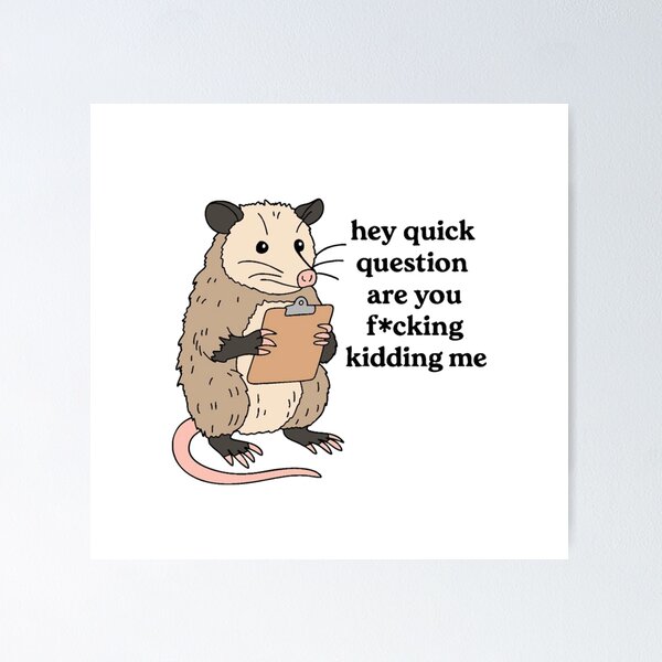 Item preview, Hey Quick Question Are You F*cking Kidding Me" Opossum Meme designed and sold by JossDesign15.