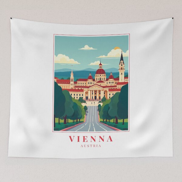 Item preview, Vienna Austria Illustration – Illustrated Palaces, Domes & Skyline Drama designed and sold by MapMyMiles.