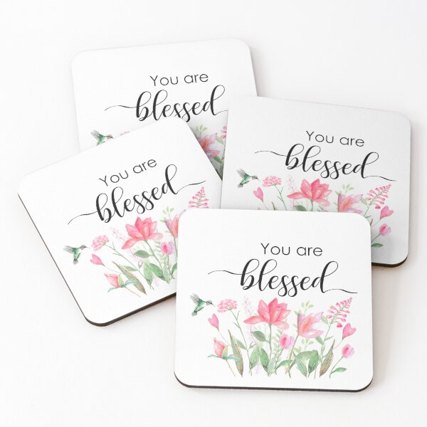 Item preview, You Are Blessed – Hummingbird and Pink Tulips designed and sold by latiendadearyam.