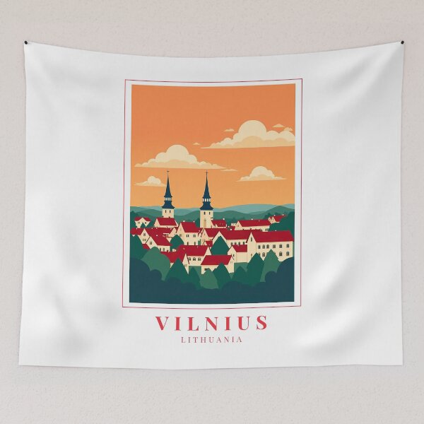 Item preview, Vilnius Lithuania Illustration – Historic Skyline, Baroque Streets & Cultural Charm designed and sold by MapMyMiles.