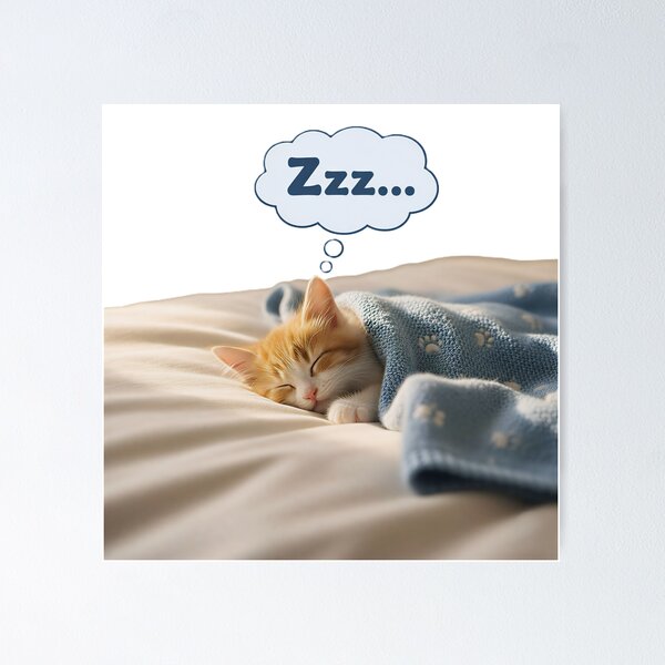 Item preview, Sleeping Kitten Under Cozy Blanket designed and sold by DroolWorthyUS.
