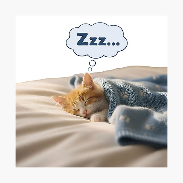 Item preview, Sleeping Kitten Under Cozy Blanket designed and sold by DroolWorthyUS.