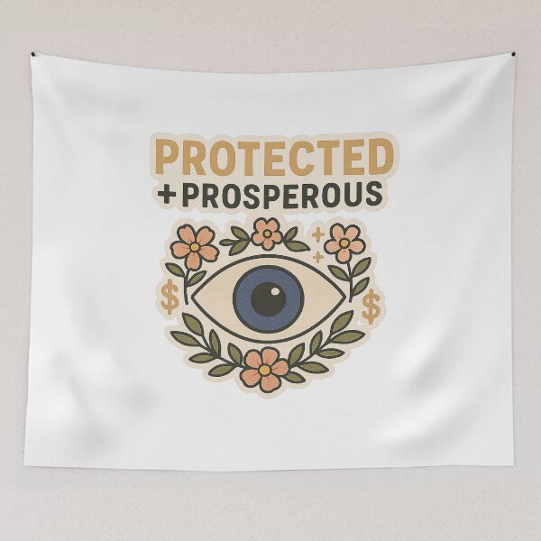 Item preview, Protected + Prosperous | Evil Eye Floral Boho Protection Sticker & Printable Wall Art | Money Sticker designed and sold by HerDreamCodes.