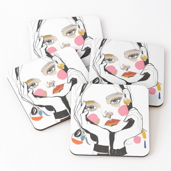 Item preview, Colorful Abstract Fashion Portrait Minimalist Line Art designed and sold by WioletaArtStudio.