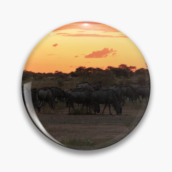 Item preview, Ember Horizon — Blue Wildebeest Herd at Sunset, Etosha, Namibia (2023) designed and sold by DavideAntoniani.