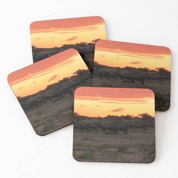 Item preview, Ember Horizon — Blue Wildebeest Herd at Sunset, Etosha, Namibia (2023) designed and sold by DavideAntoniani.