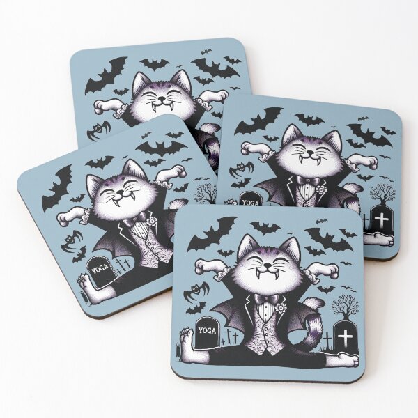 Item preview, Vampire Cat Yoga in Purple Shade, Doing Splits designed and sold by HappyHavenStu.
