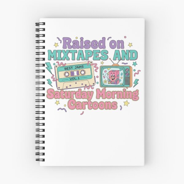 Item preview, Retro 80s 90s Nostalgia, funny gen x saying Raised on Mixtapes and Saturday Morning Cartoons designed and sold by LuxeGraphix.