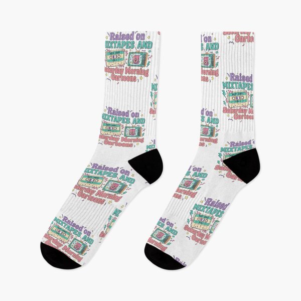 Item preview, Retro 80s 90s Nostalgia, funny gen x saying Raised on Mixtapes and Saturday Morning Cartoons designed and sold by LuxeGraphix.