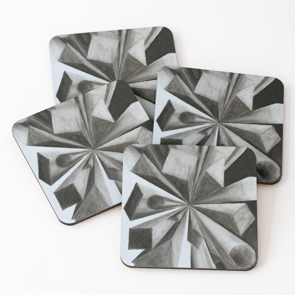 Item preview, Geometric Burst | Abstract Charcoal Drawing in Black and White designed and sold by astermoonleaf.