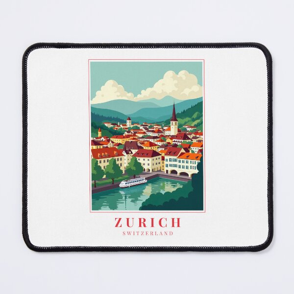 Item preview, Zurich Switzerland Illustration – Historic Skyline, Alpine Streets & Waterfront Charm designed and sold by MapMyMiles.