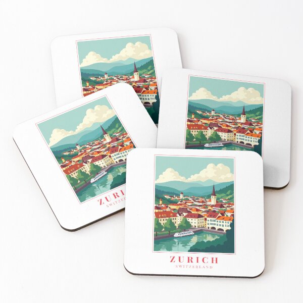 Item preview, Zurich Switzerland Illustration – Historic Skyline, Alpine Streets & Waterfront Charm designed and sold by MapMyMiles.