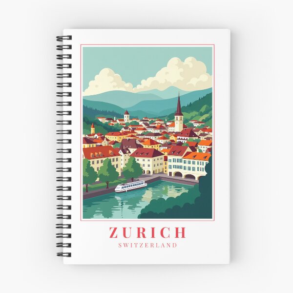 Item preview, Zurich Switzerland Illustration – Historic Skyline, Alpine Streets & Waterfront Charm designed and sold by MapMyMiles.