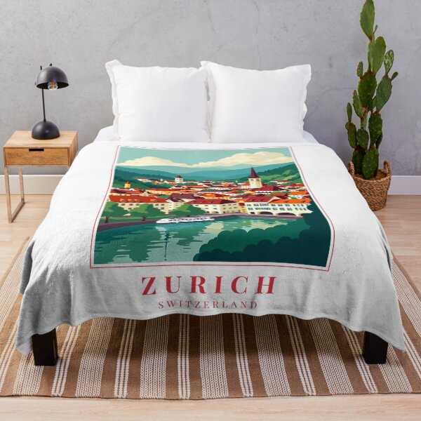 Item preview, Zurich Switzerland Illustration – Historic Skyline, Alpine Streets & Waterfront Charm designed and sold by MapMyMiles.