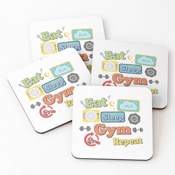 Item preview, Eat Sleep Gym Repeat Coasters/drawstring bags designed and sold by loccotown168.
