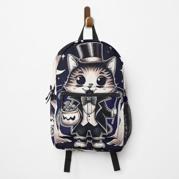 Item preview, Cat Vampurr - Ghosts Want Halloween Treats in Blue Shade Night Background designed and sold by HappyHavenStu.