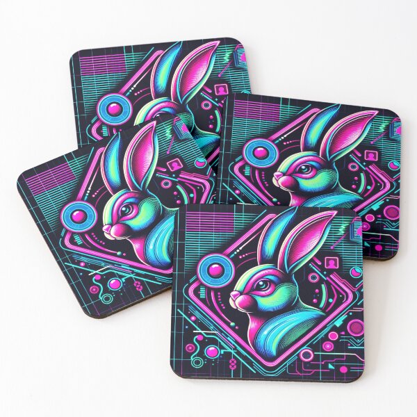 Item preview, futuristic neon bunny designed and sold by Dogandesighn.