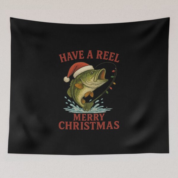 Item preview, “Christmas Bass Fishing – Have a Reel Merry Christmas” designed and sold by sssweetness.