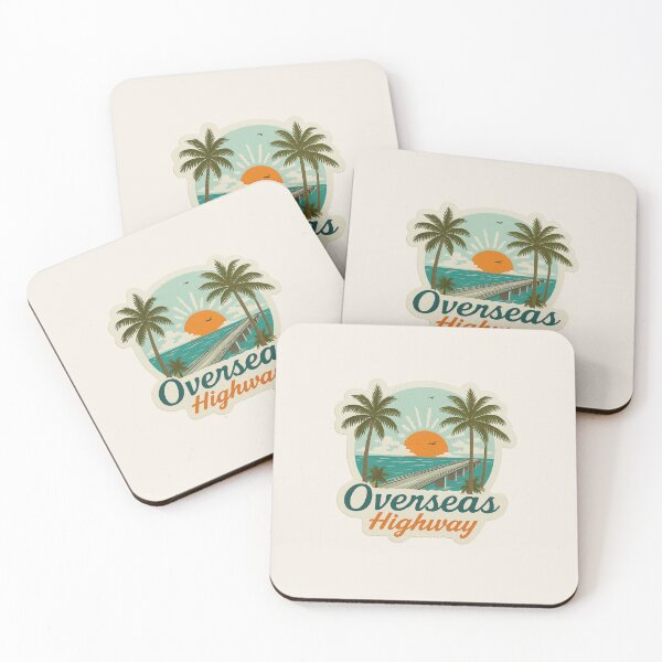 Item preview, Overseas Highway Florida Vintage Travel Sticker Retro Sunset Bridge & Palm Trees designed and sold by Blurbean.