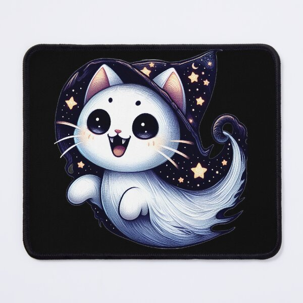 Item preview, Cute Ghost White Cat Halloween designed and sold by HappyHavenStu.