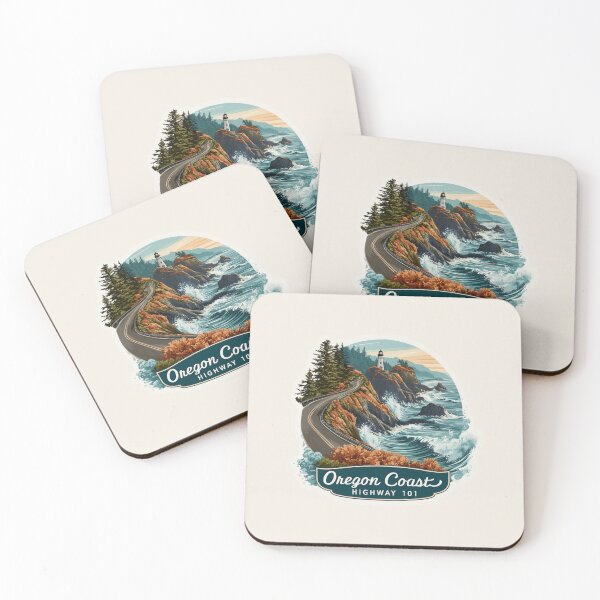 Item preview, Oregon Coast Highway 101 Vintage Travel Sticker Retro Lighthouse & Ocean Waves designed and sold by Blurbean.