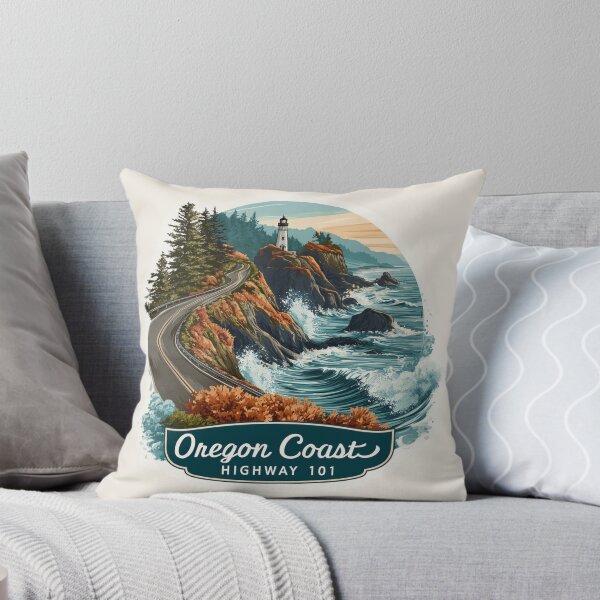 Item preview, Oregon Coast Highway 101 Vintage Travel Sticker Retro Lighthouse & Ocean Waves designed and sold by Blurbean.