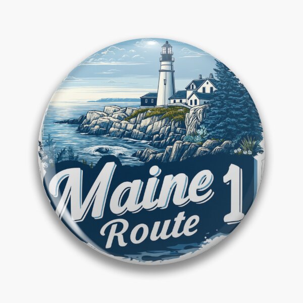 Item preview, Maine Route 1 Vintage Travel Sticker Retro Lighthouse & Rocky Coast Design designed and sold by Blurbean.