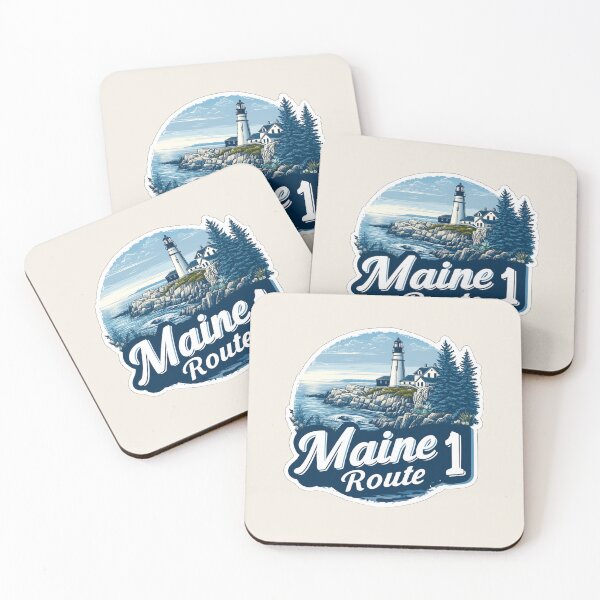 Item preview, Maine Route 1 Vintage Travel Sticker Retro Lighthouse & Rocky Coast Design designed and sold by Blurbean.