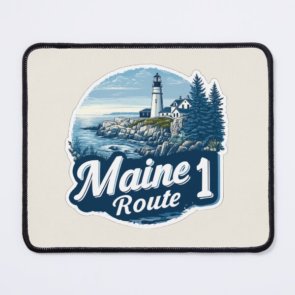 Item preview, Maine Route 1 Vintage Travel Sticker Retro Lighthouse & Rocky Coast Design designed and sold by Blurbean.