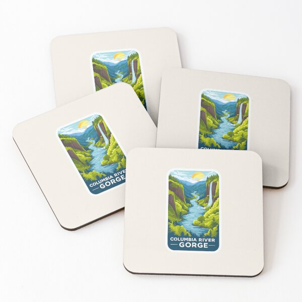 Item preview, Columbia River Gorge Vintage Travel Sticker Retro Waterfalls & Canyon Design designed and sold by Blurbean.