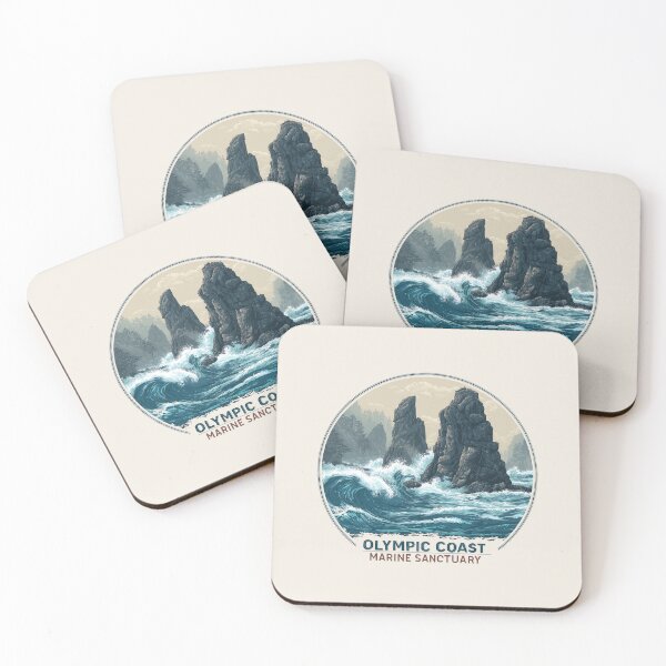 Item preview, Olympic Coast Marine Sanctuary Washington Vintage Travel Sticker Retro Waves & Sea Stacks designed and sold by Blurbean.