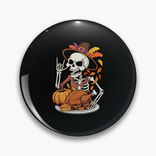 Item preview, Thanksgiving Skeleton Funny Rock Hand Fall designed and sold by WalshDrawnLaugh.