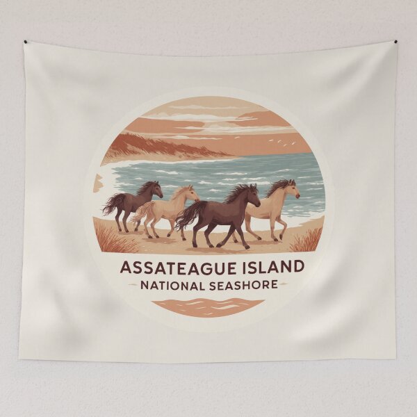 Item preview, Assateague Island National Seashore Vintage Travel Sticker Retro Wild Horses & Beach Design designed and sold by Blurbean.