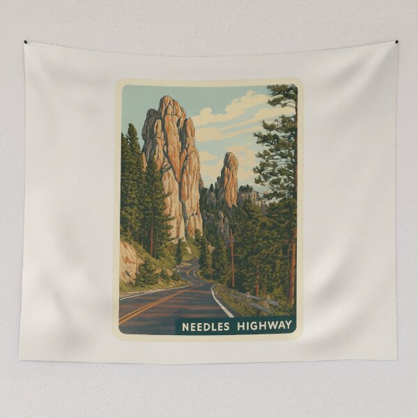Item preview, Needles Highway South Dakota Vintage Travel Sticker Retro Scenic Drive & Granite Spires designed and sold by Blurbean.