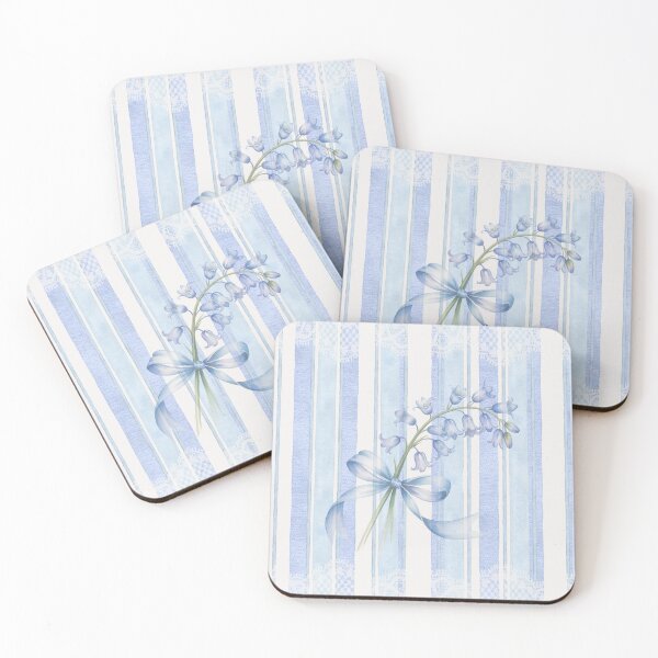 Item preview, Bluebell and Bow Stripe — Vintage Floral Watercolor Pattern designed and sold by Heritage Hive Studio.