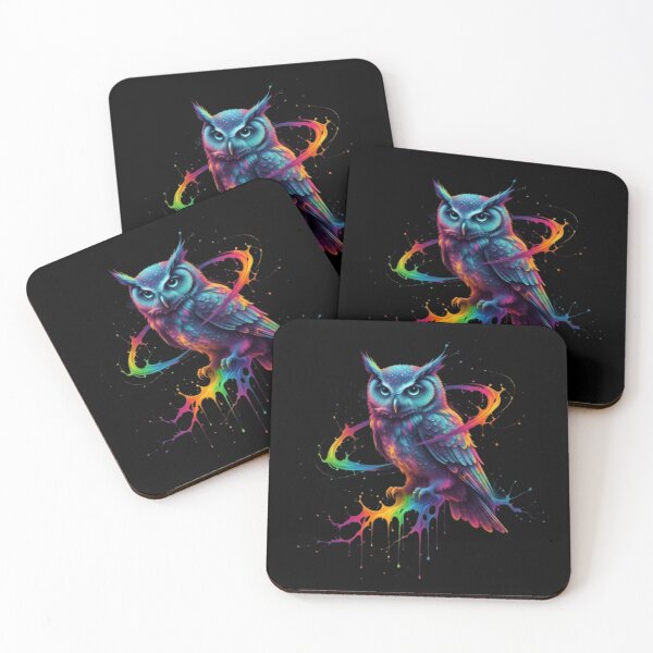 Item preview, Cosmic Rainbow Owl – Vibrant Neon Galaxy Bird Art" designed and sold by FunkyPatakha.