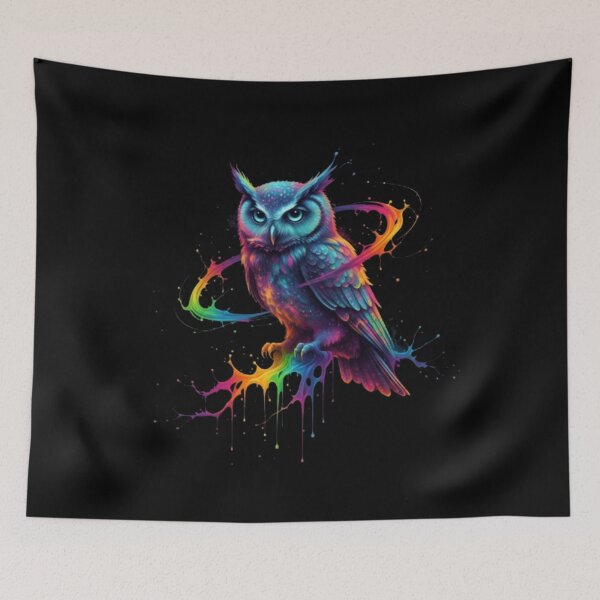Item preview, Cosmic Rainbow Owl – Vibrant Neon Galaxy Bird Art" designed and sold by FunkyPatakha.