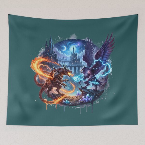 Item preview, Clash of Storm and Flame | The Thunder Owl vs. The Inferno Drake designed and sold by E-SarnEdge.