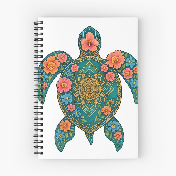 Item preview, A vibrant and colorful boho floral illustration of a sea turtle.  designed and sold by DavidMay.